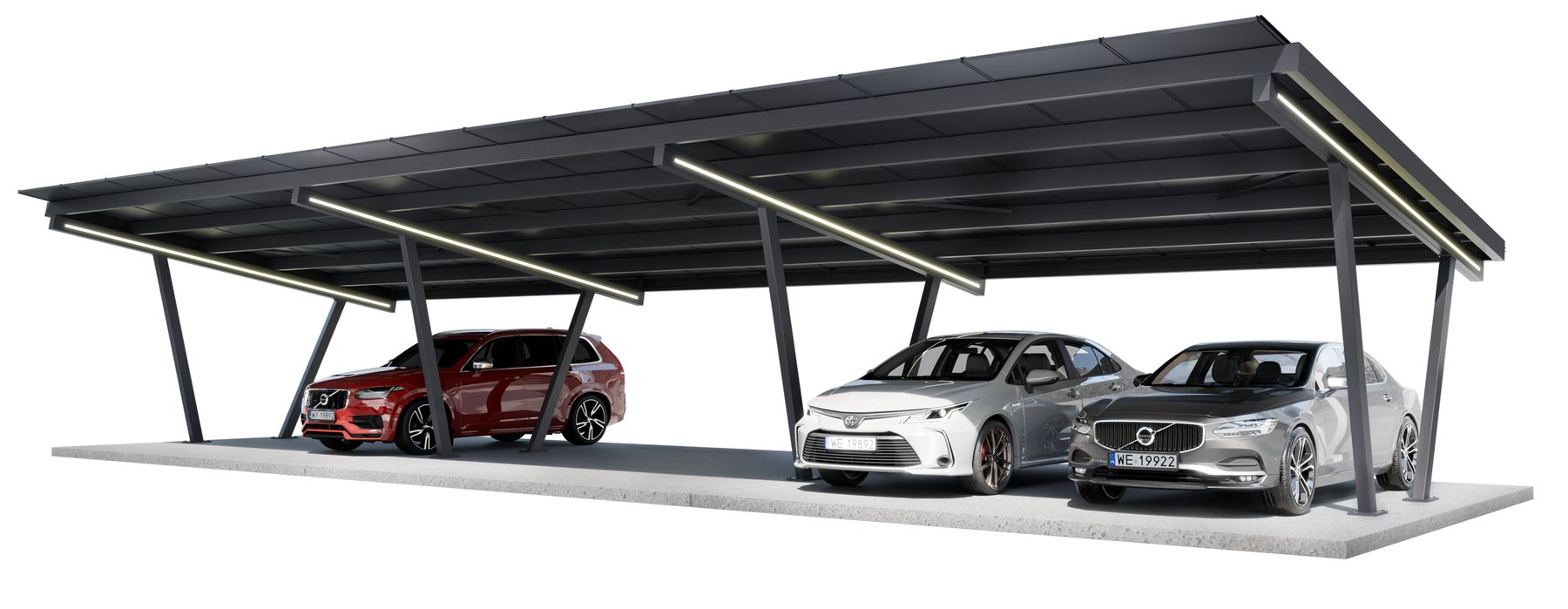 Nexus Reihenanlage mit sechs Stellplätzen und LED