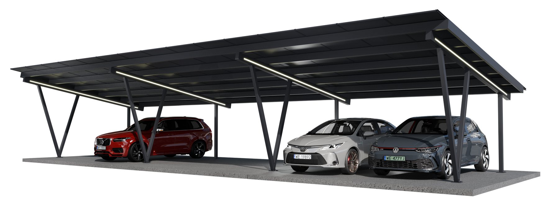 Vector 2 als Reihenanlage mit sechs Stellplätzen